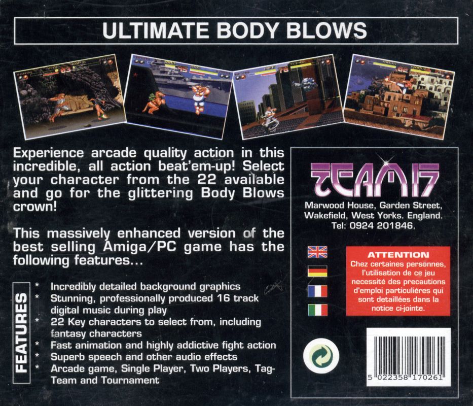 Ultimate Body Blows box art for Amiga CD32
